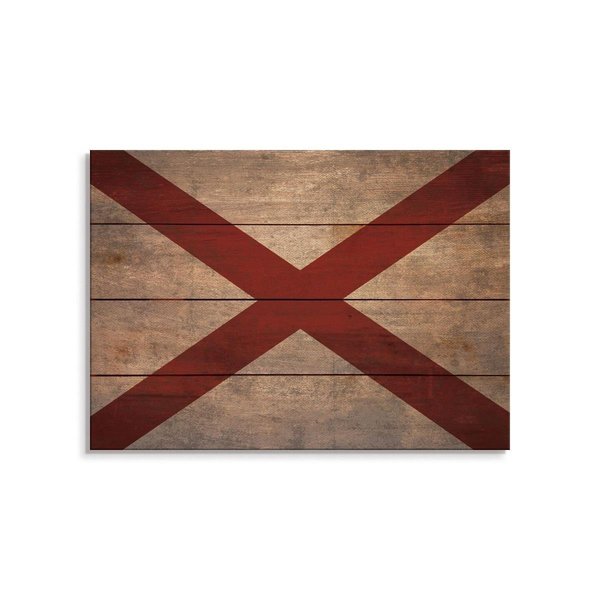 Wile E. Wood 20 x 14 in. Alabama State Flag Wood Art FLAL-2014